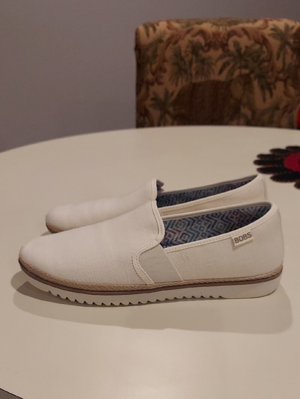 Skechers BOBS Women's Fexpadrille LO White Canvas Slip-On Loafers - Picture 3 of 10
